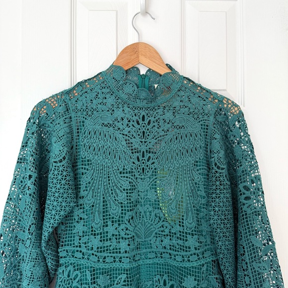 FARM RIO Guipure Lace Long Sleeve Maxi Dress, Dark Green, Size XS, NWT 🇧🇷 - Picture 11 of 16